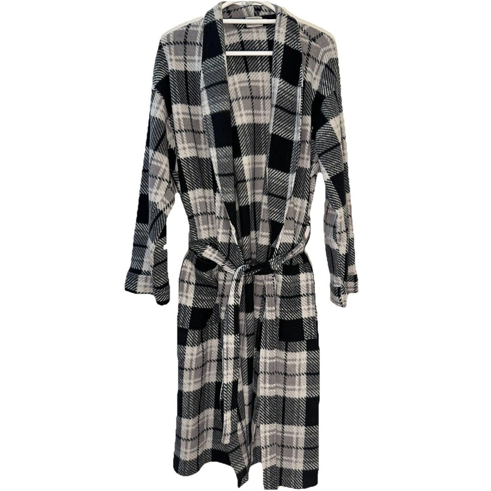 Vintage Christian Dior Robe de Chambre Plaid Belted Housecoat Robe Small